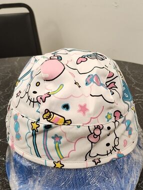 Hello Kitty White Nurse-Doc  Hat with Pink, Blue and Yellow Motifs